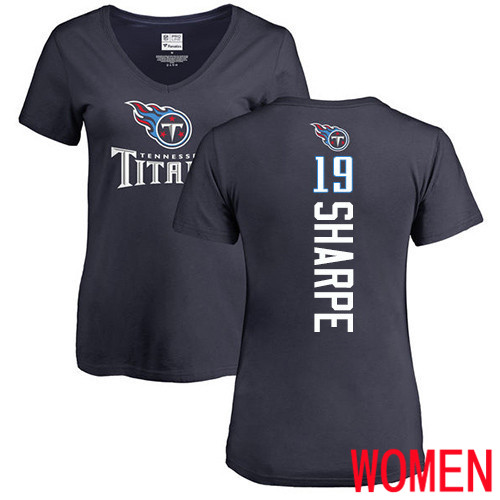 Tennessee Titans Navy Blue Women Tajae Sharpe Backer NFL Football #19 T Shirt